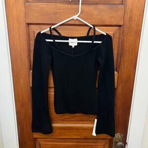 REFORMATION Romey Regenerative Merino Ribbed sweater Black sz XS NWT's $178